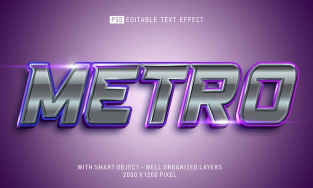 3d 스타일 효과가 있는 편집 가능한 텍스트 Metro