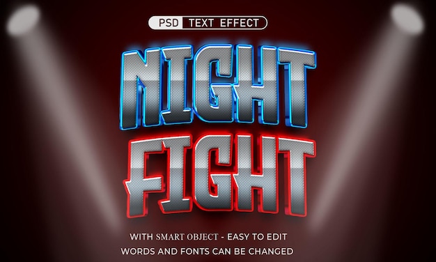 PSD editable text night fight effect 3d style