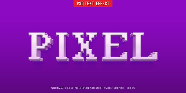 PSD stile pixel di testo modificabile con effetto 3d