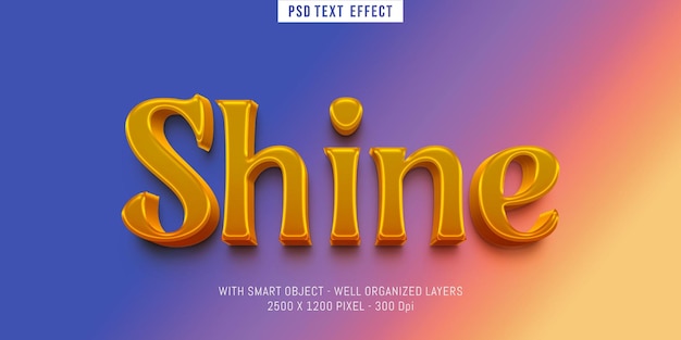 Premium PSD | Editable text shine style with 3d effect