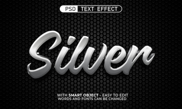 Editable text silver style with 3d effect