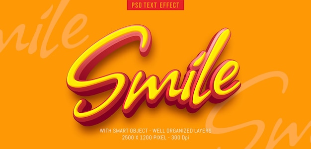 PSD sorriso di testo modificabile con effetto stile 3d