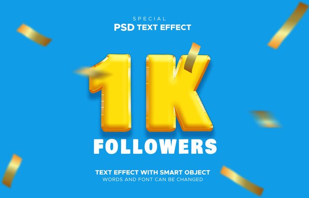 PSD effetto numero 1k in stile testo modificabile