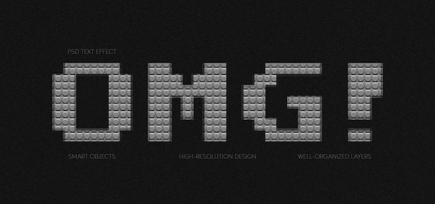 Editable text style collection of buildable lego looks in fun highlighted textures