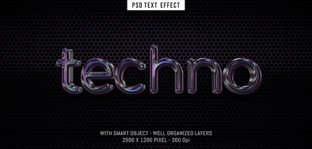 PSD editable text techno with effect 3d style