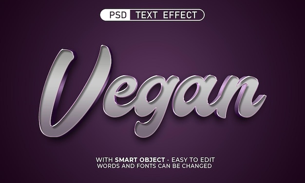 Editable text Vegan with 3d effect