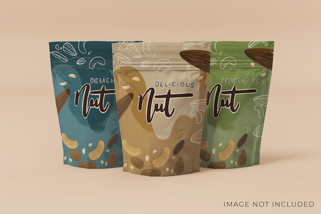 PSD editable three product packaging mockup front view design