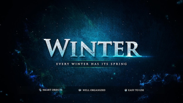 Editable title text effect with winter lettering