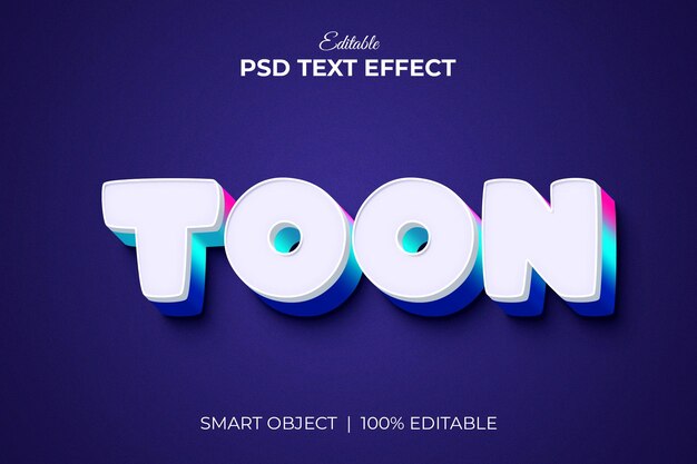 Mockup di effetto testo toon 3d modificabile psd premium