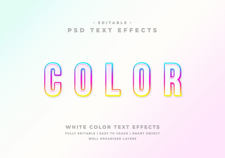 PSD editable white color text style effect