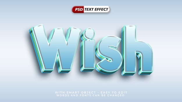 Editable wish text effect with 3d style