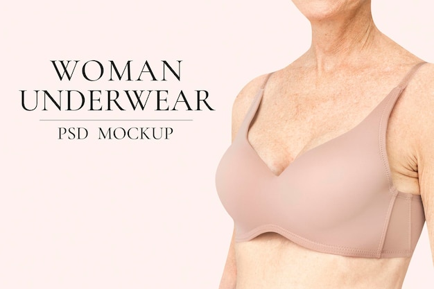 editable women’s underwear mockup psd for mature inclusive apparel ad