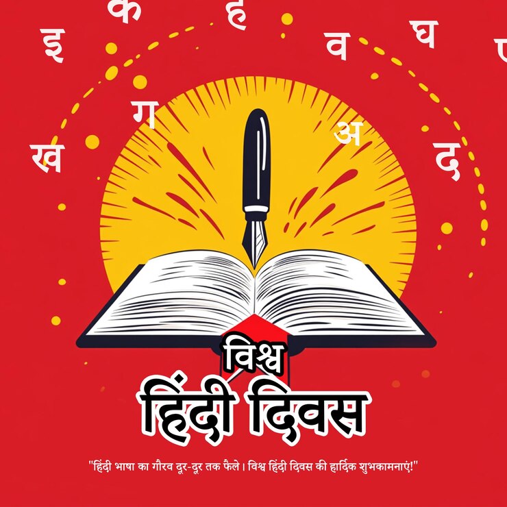 PSD editable world hindi day and hindi diwas hindi typography vector design