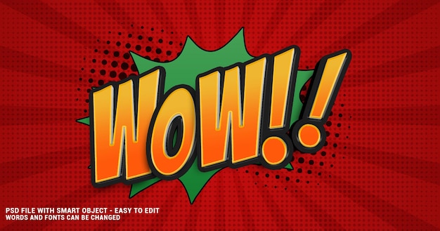 PSD editable wow text effect comic style