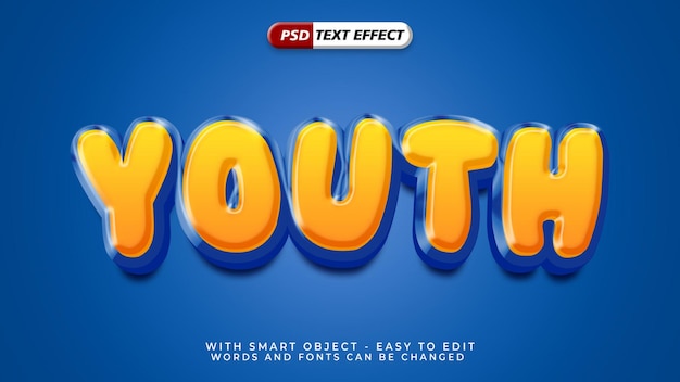 Editable youth text effect with 3d style