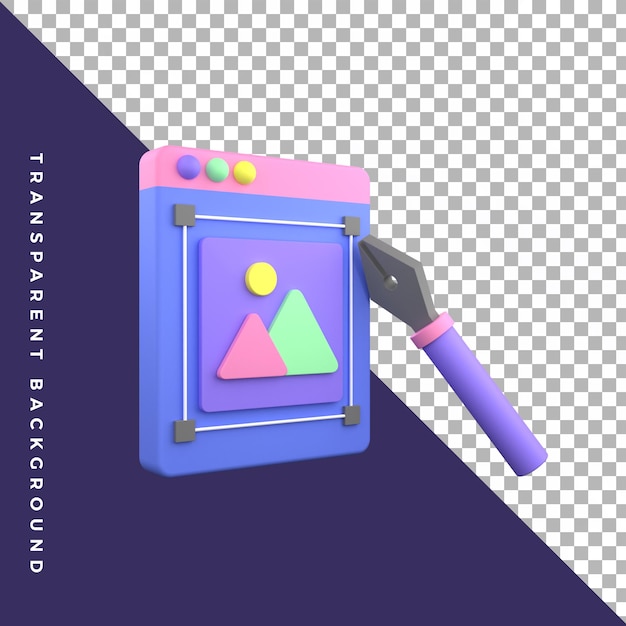 Editing adjuster pen tool image 3d illustration icon isolated