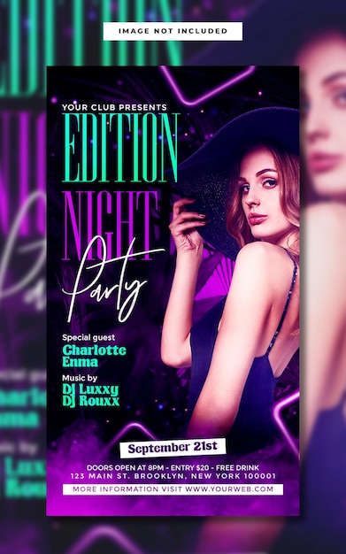 PSD Издание elegant night party шаблон истории instagram