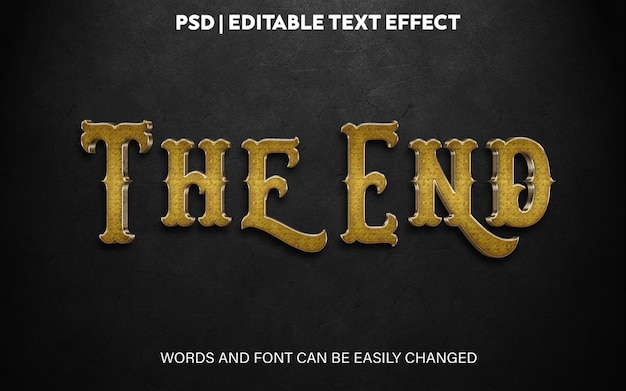 Editional text effect the end