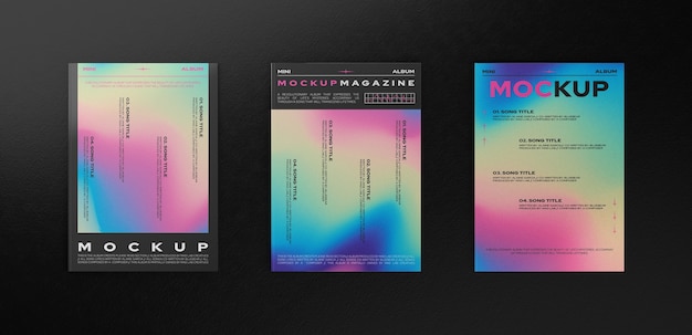 PSD editorial elements mock-up design with holographic effect