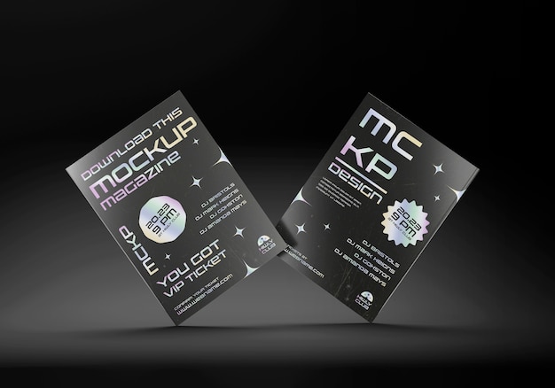 PSD editorial elements mock-up design with holographic effect