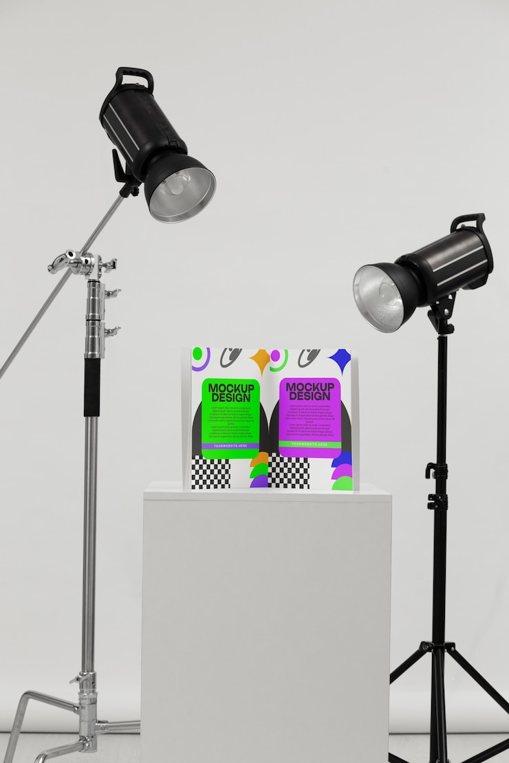 PSD editorial elements in photographic studio