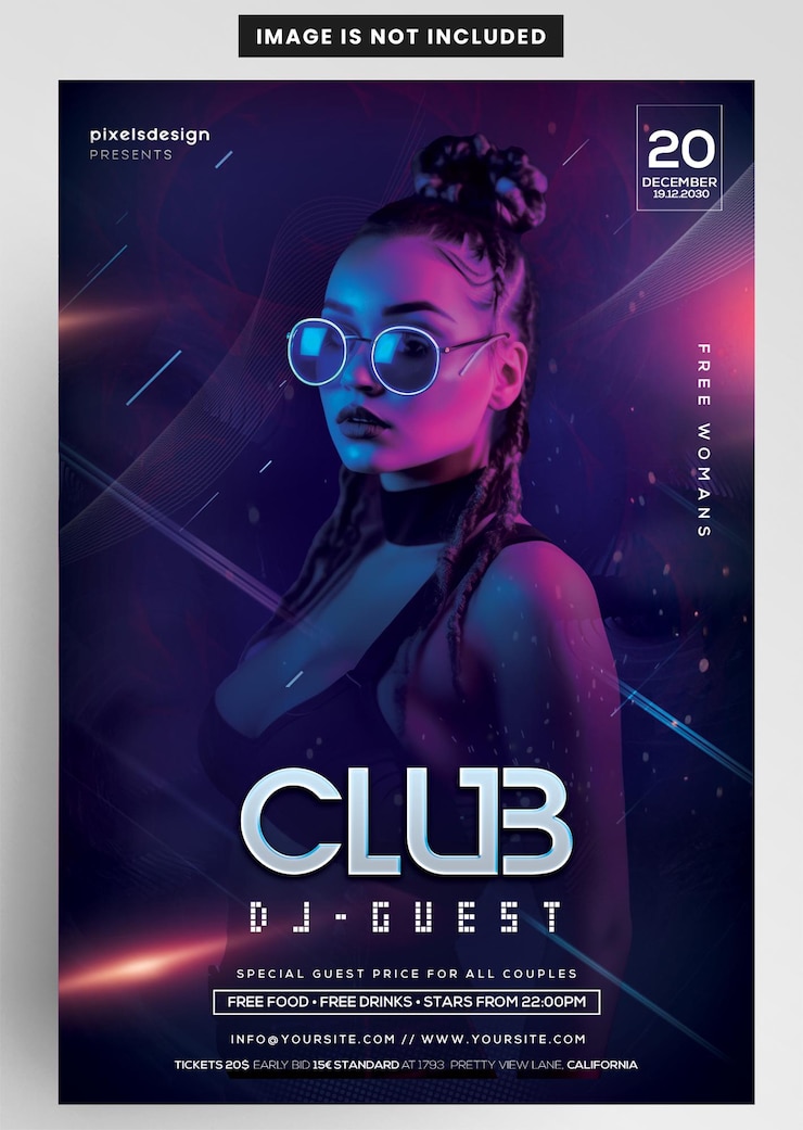 PSD дизайн флаера для вечеринки edm club.