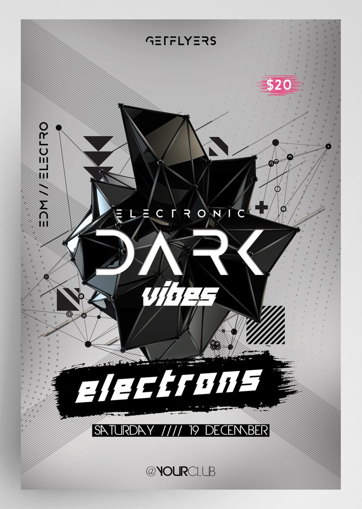 PSD edm vibes electro techno vibes nightclub flyer design