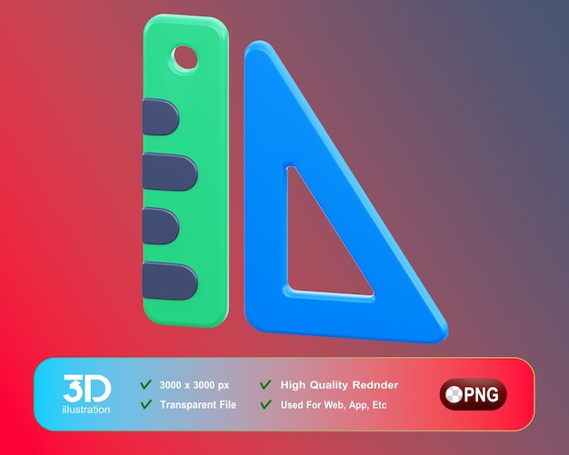 PSD education 3d icon rulers png