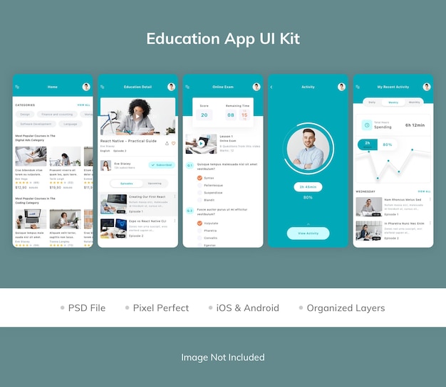 PSD education app ui kit