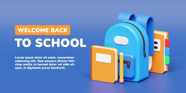 Education back to school illustration banner template 3d