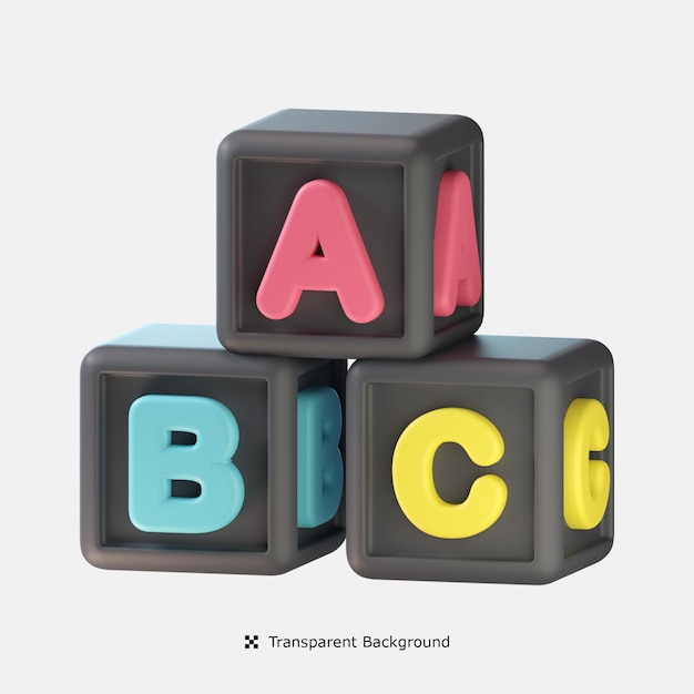 Education blocks 3d icon illustration