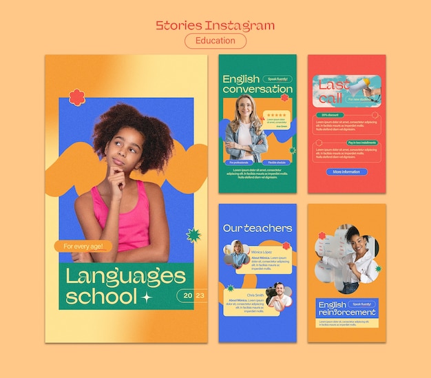 PSD education concept  instagram stories