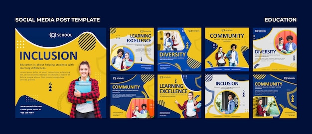 PSD education instagram post templates with photo