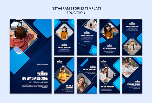 PSD storie di instagram di educazione