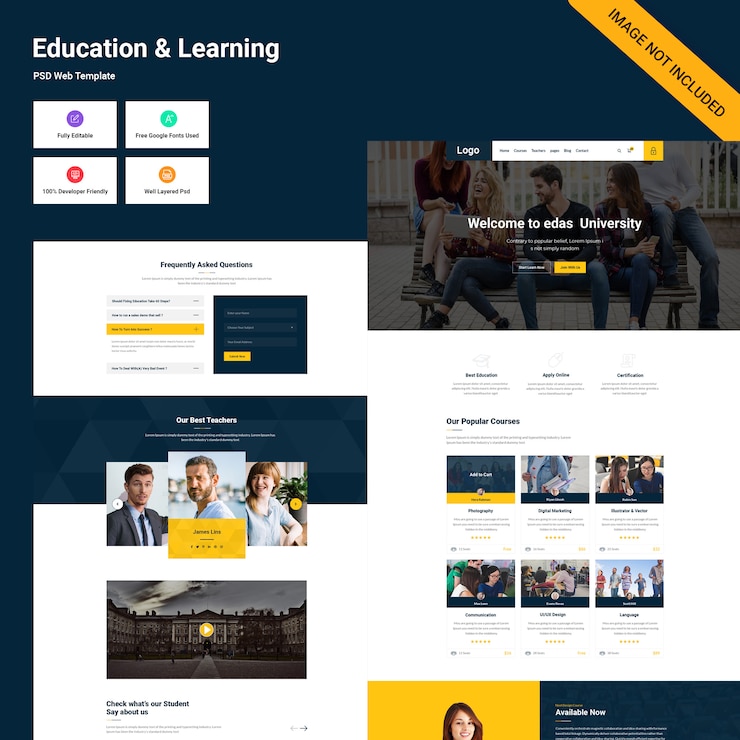 PSD education & learning page ui