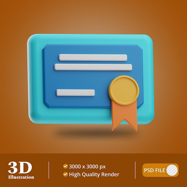 PSD education object diploma illustration 3d