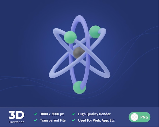 PSD 교육 물리학 3d 일러스트레이션