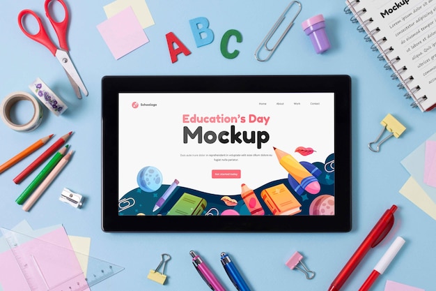 Education's day mock-up tablet arrangement