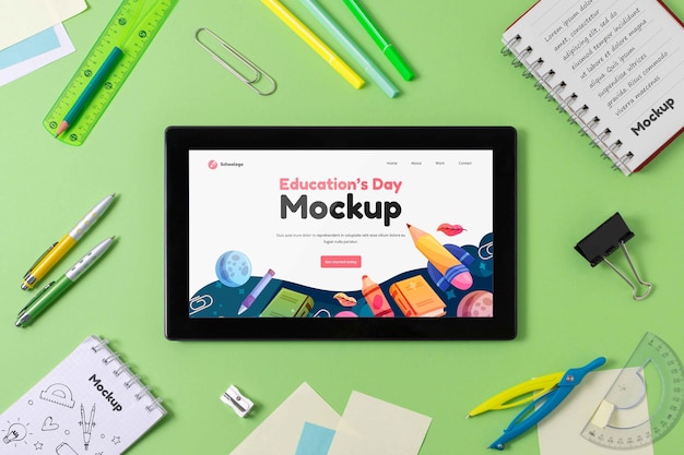 PSD education's day mock-up tablet arrangement