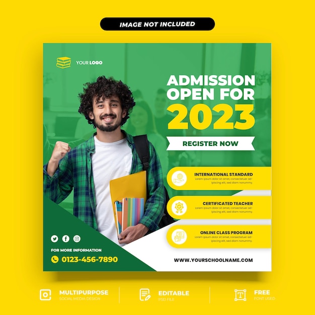 Education school admission social media template