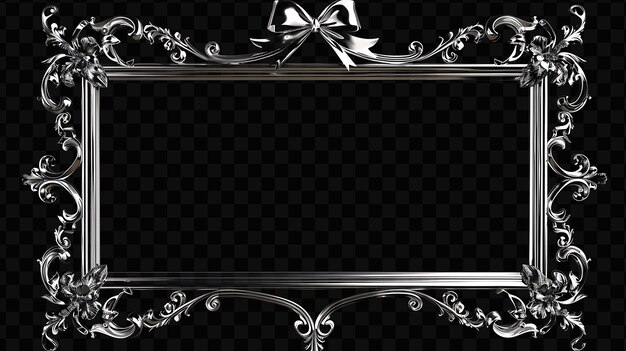 PSD edwardian silver frame with scrolling foliage border accentu luxury metal decor art background