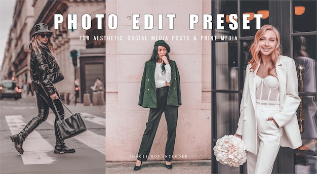 Edycja zdjęć wstępnie ustawiony filtr fotograf mody ulicznej