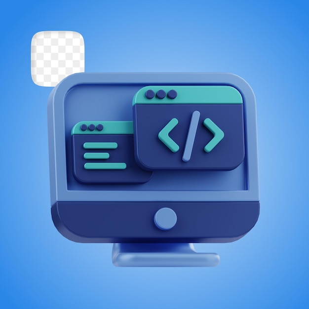 Edytor kodu język programowania ilustracja 3D
