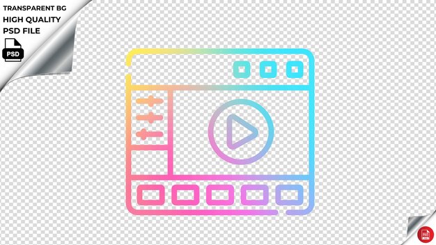 PSD edytor wideo ikona wektorowa gradient tęczy kolorowe psd przezroczyste