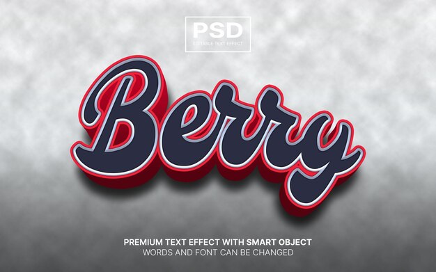 PSD edytowalny efekt tekstowy 3d berry