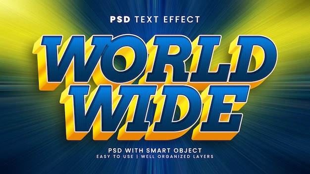 Edytowalny Efekt Tekstowy 3d Na Całym świecie Z Cyfrowym I Przyszłym Stylem Tekstu