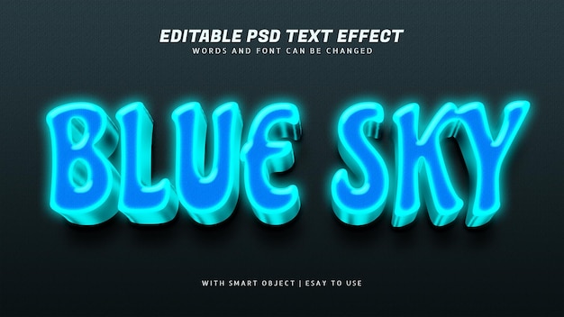 Edytowalny Efekt Tekstowy 3d Poświaty Błękitnego Nieba