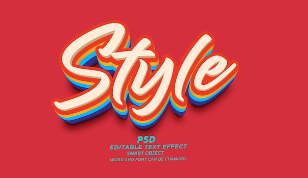 Edytowalny Efekt Tekstowy 3d W Stylu Retro Szablon Programu Photoshop