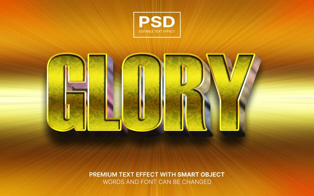 Edytowalny efekt tekstowy 3d złotej chwały