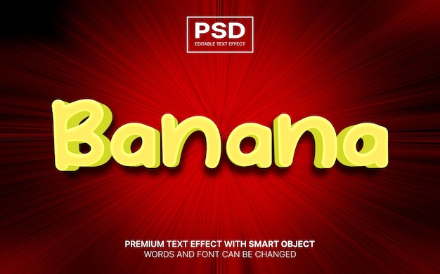 Edytowalny Efekt Tekstowy 3d żółtego Banana